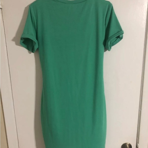 Lillusory Classic Women's T-Shirt Green Dress Stretch Tie Waist, Size Large - Picture 4 of 6